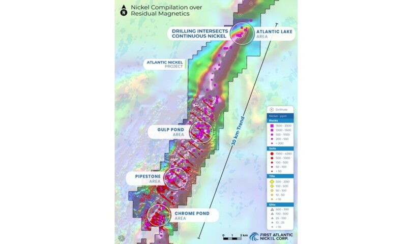 FIRST ATLANTIC NICKEL RECEIVES DRILLING PERMITS OVER MULTIPLE AWARUITE NICKEL ZONES ALONG 30 KM DISTRICT TREND
