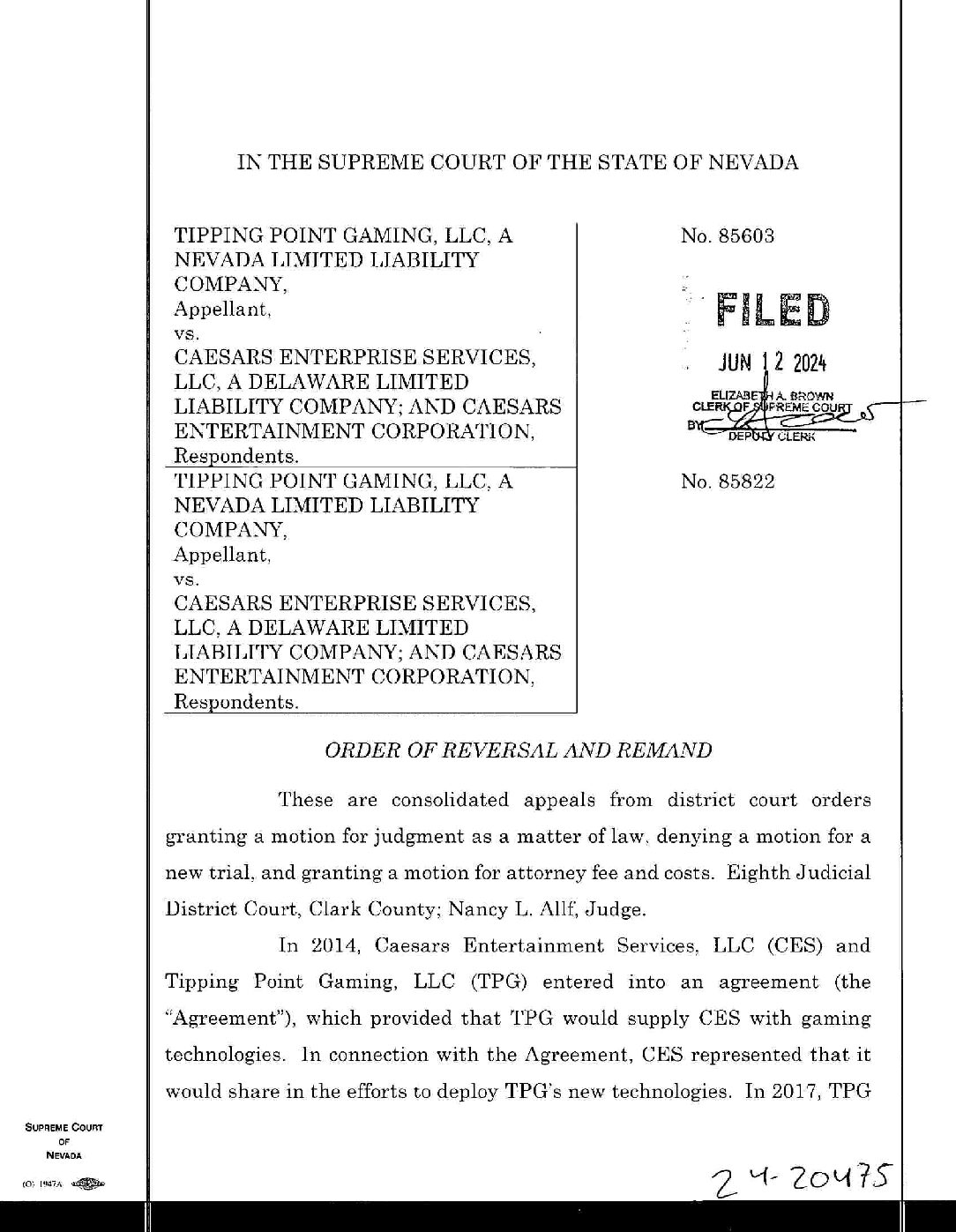 INNOVATIVE GAMING TECHNOLOGY ENGINEER SAM JOHNSON PREVAILS AGAINST CAESARS ENTERTAINMENT IN NEVADA SUPREME COURT RULING INNOVATIVE GAMING TECHNOLOGY ENGINEER SAM JOHNSON PREVAILS AGAINST CAESARS ENTERTAINMENT IN NEVADA SUPREME COURT RULING