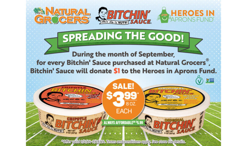 Natural Grocers® Announces Collaboration with Bitchin’ Sauce to Benefit the Natural Grocers Heroes in Aprons Fund
