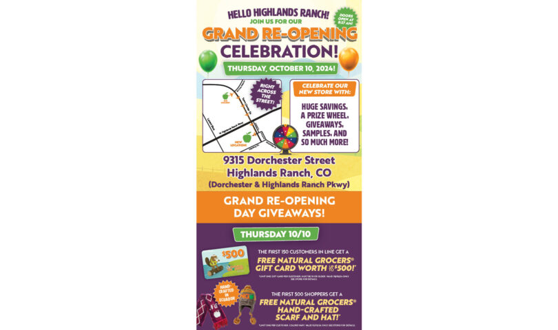 Natural Grocers® Invites Highlands Ranch, CO Community to Grand Reopening at New Location on October 10, 2024