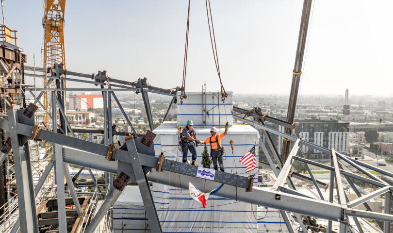 CALIFORNIA SCIENCE CENTER REACHES A MAJOR CONSTRUCTION MILESTONE FOR THE FUTURE SAMUEL OSCHIN AIR AND SPACE CENTER WITH TOPPING OUT CEREMONY