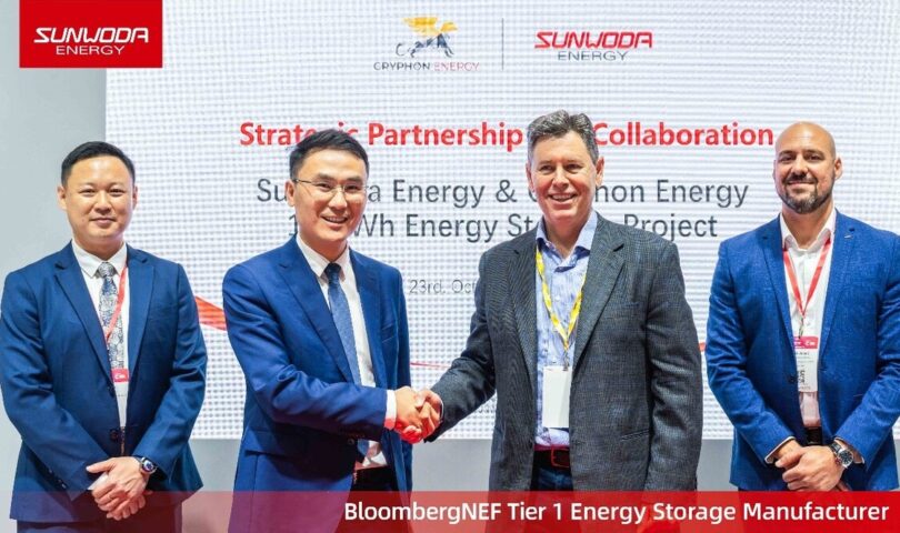 Sunwoda Energy and Gryphon Energy Forge Partnership for 1.6GWh Energy Storage Project in Australia