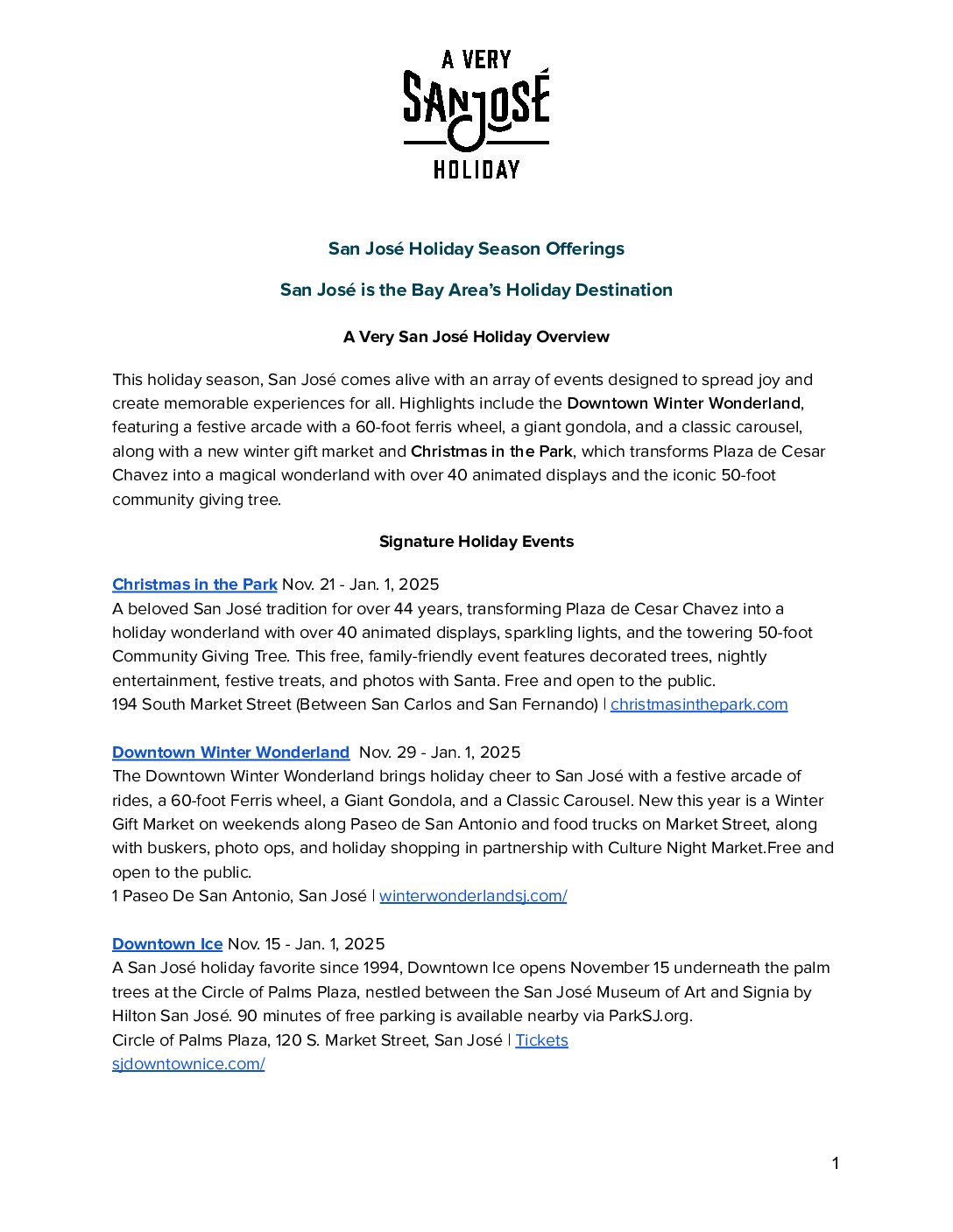 Visit San José Launches “A Very San José Holiday” Campaign, Showcasing the City as the Bay Area’s Ultimate Holiday Destination Visit San José Launches “A Very San José Holiday” Campaign, Showcasing the City as the Bay Area’s Ultimate Holiday Destination