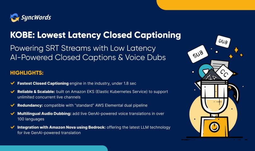 Revolutionizing Live Video: SyncWords Introduces Ultra-Low Latency AI Captions with Kobe Muxer™